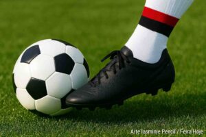 Pé na bola meia rubro-negro 