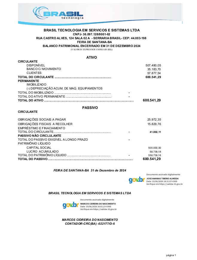 BRASIL TECNOLOGIA EM SERVICOS E SISTEMAS LTDA 