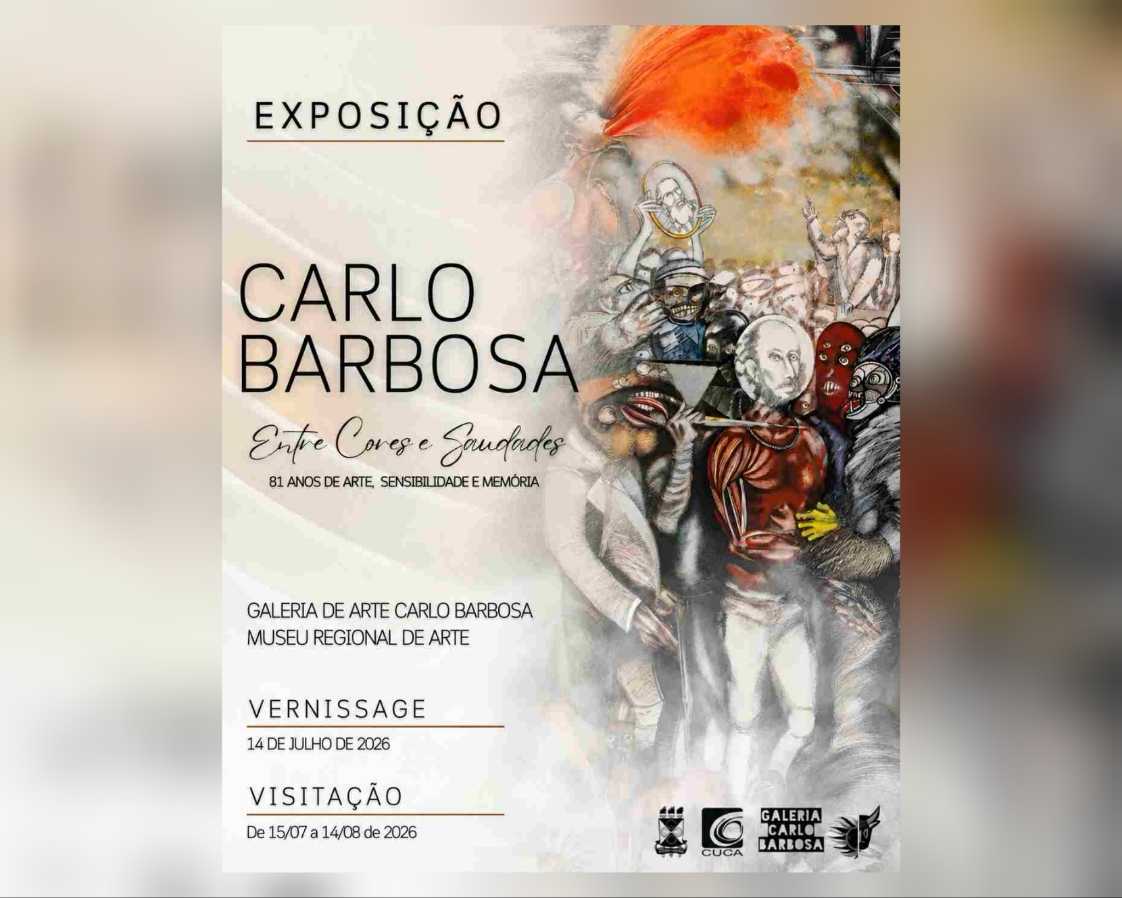 Exposição celebra os 81 anos de Carlo Barbosa e reúne obras inéditasMostra aberta nesta terça-feira no Cuca apresenta trabalhos do acervo do Museu Regional de Arte e revisita a trajetória de um dos principais artistas plásticos feirenses