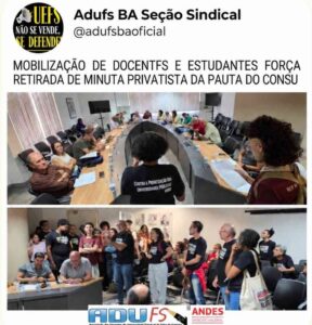 Sindicato dos professores da Uefs vê risco à autonomia em proposta de bolsas Proposta foi retirada da pauta do Conselho Universitário após mobilização; Adufs questiona influência de interesses externos nas prioridades acadêmicas