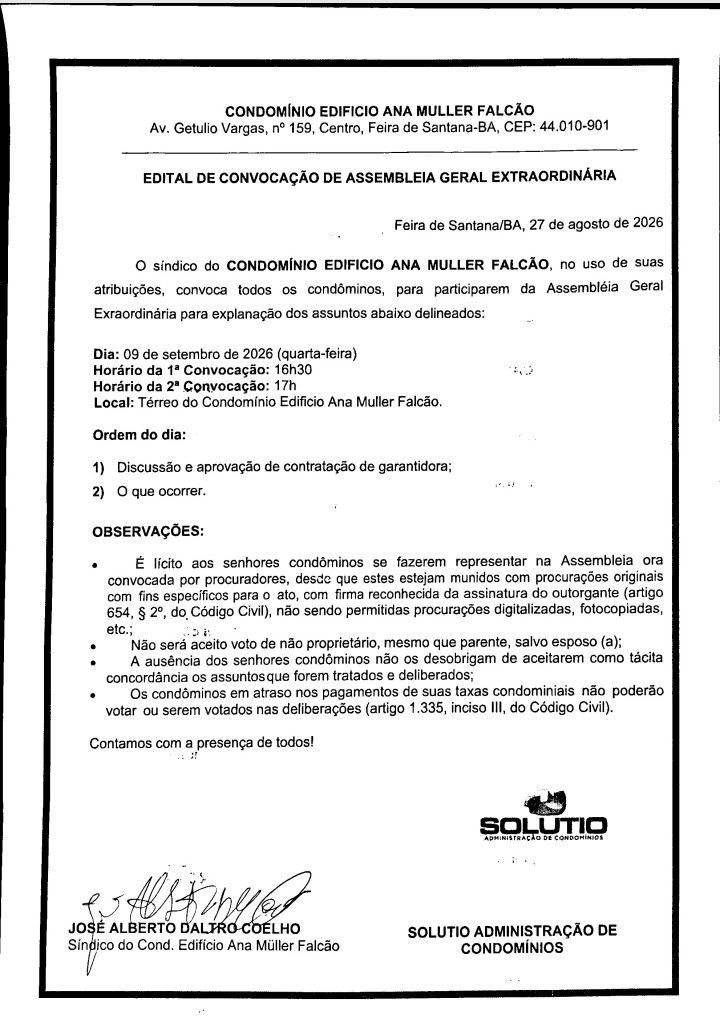 Edital Ana Muller Falcão 27 de Agosto de 2026